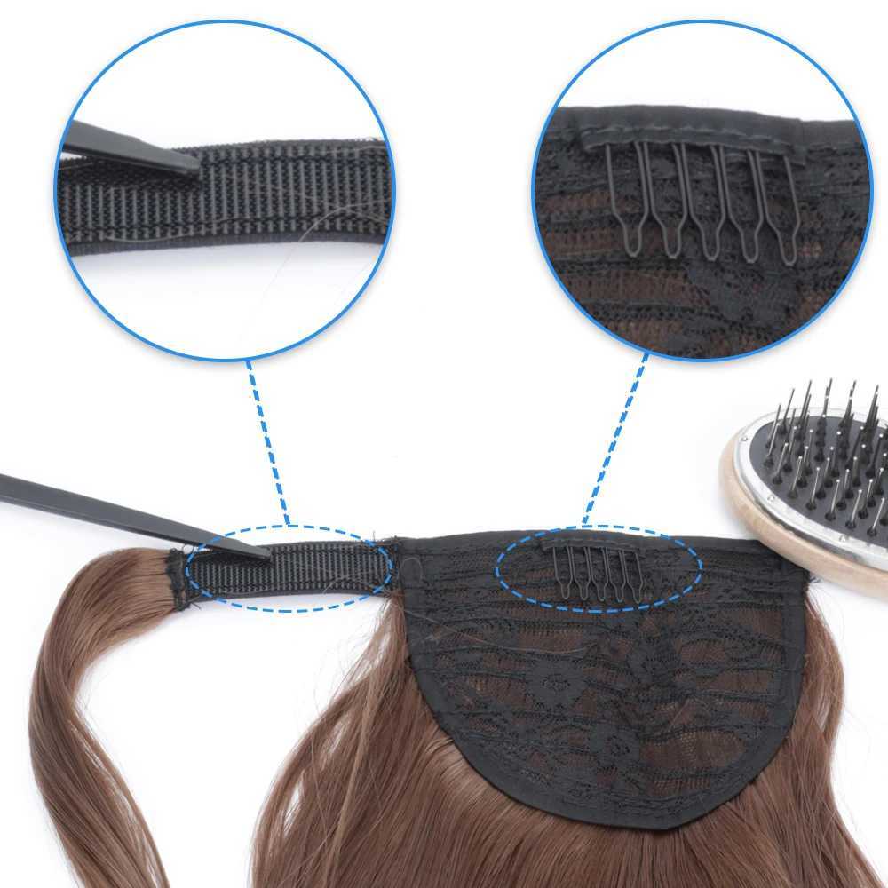 Synthetic Short Straight Wrap Around Clip In Ponytail Hair Extension Heat Resistant Ponytail Hair Extension BlackXJ241221
