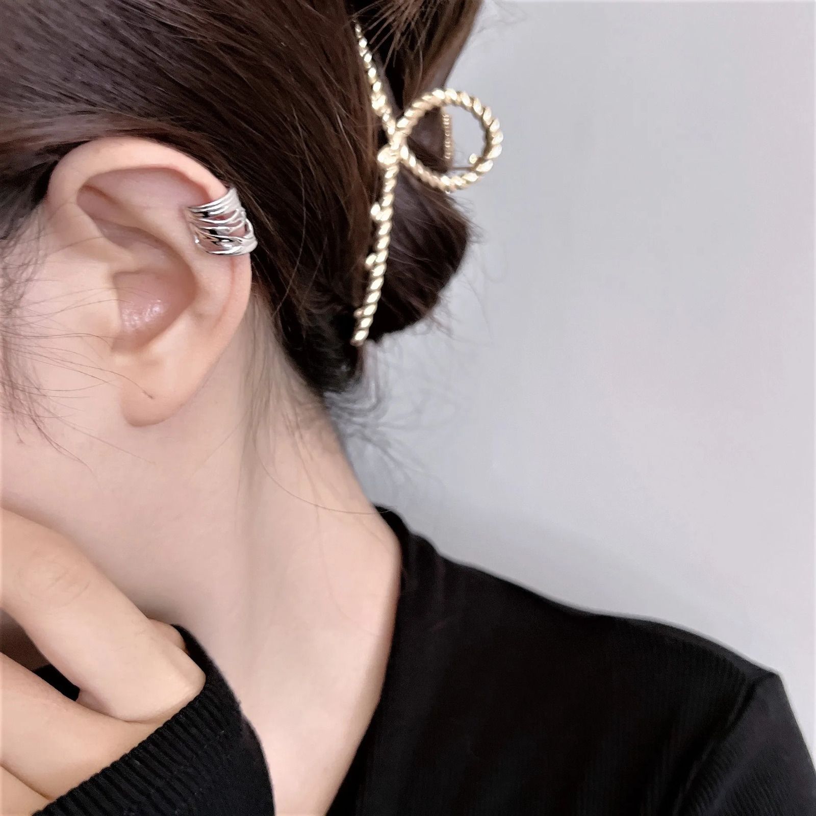 Xichuan Shizi Ear Clip S925 sterling silver minority earless ear hole earbone clip earring earrings wrapped with light ea 241220