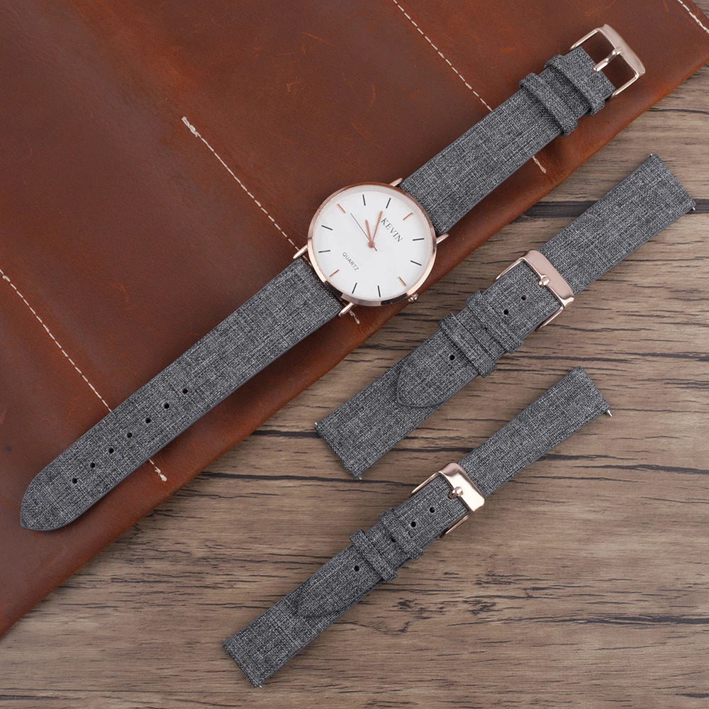 Nylon Canvas Fabric Watch Gray Cow Leather Watch Strap Band 16mm 20mm Wristwatch Accessories for Women Men Watch 241220