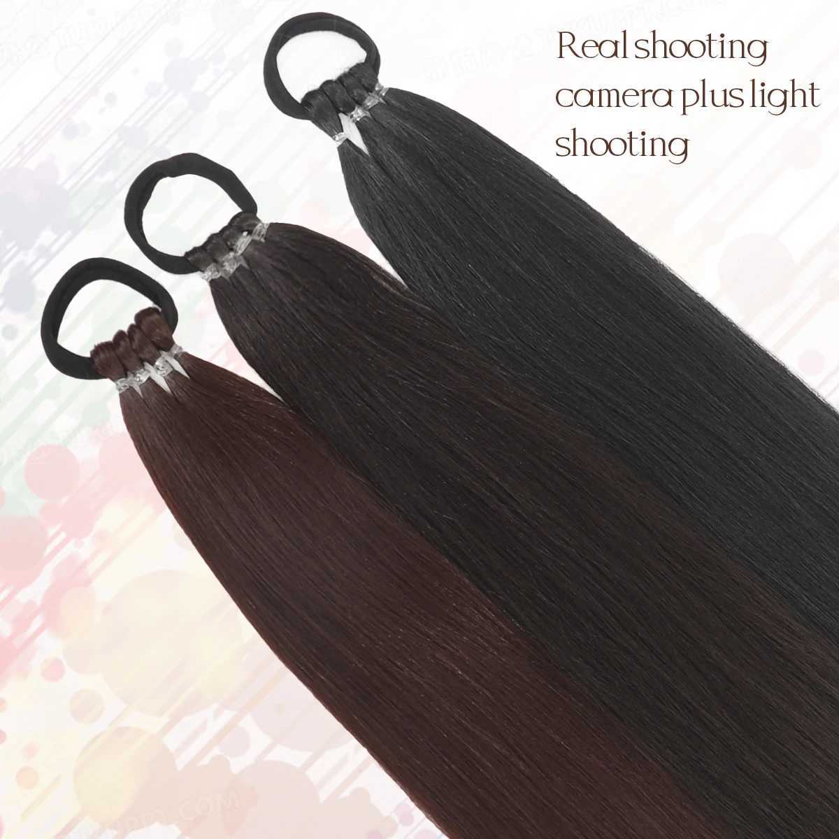 Braid DIY Ponytail Extensions Synthetic With Hair Tie Wrap Around Hair Braid Extensions Tail Rubber Band Hair Ring 28 Inch OmbreXJ241221