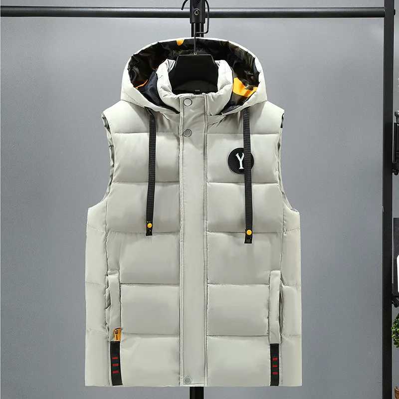 2024 Fashion Mens Vest Cotton Padded Autumn and Winter Sleeveless Jacket Casual Solid Plus Size 5XL High Quality WaistcoatXJ241221