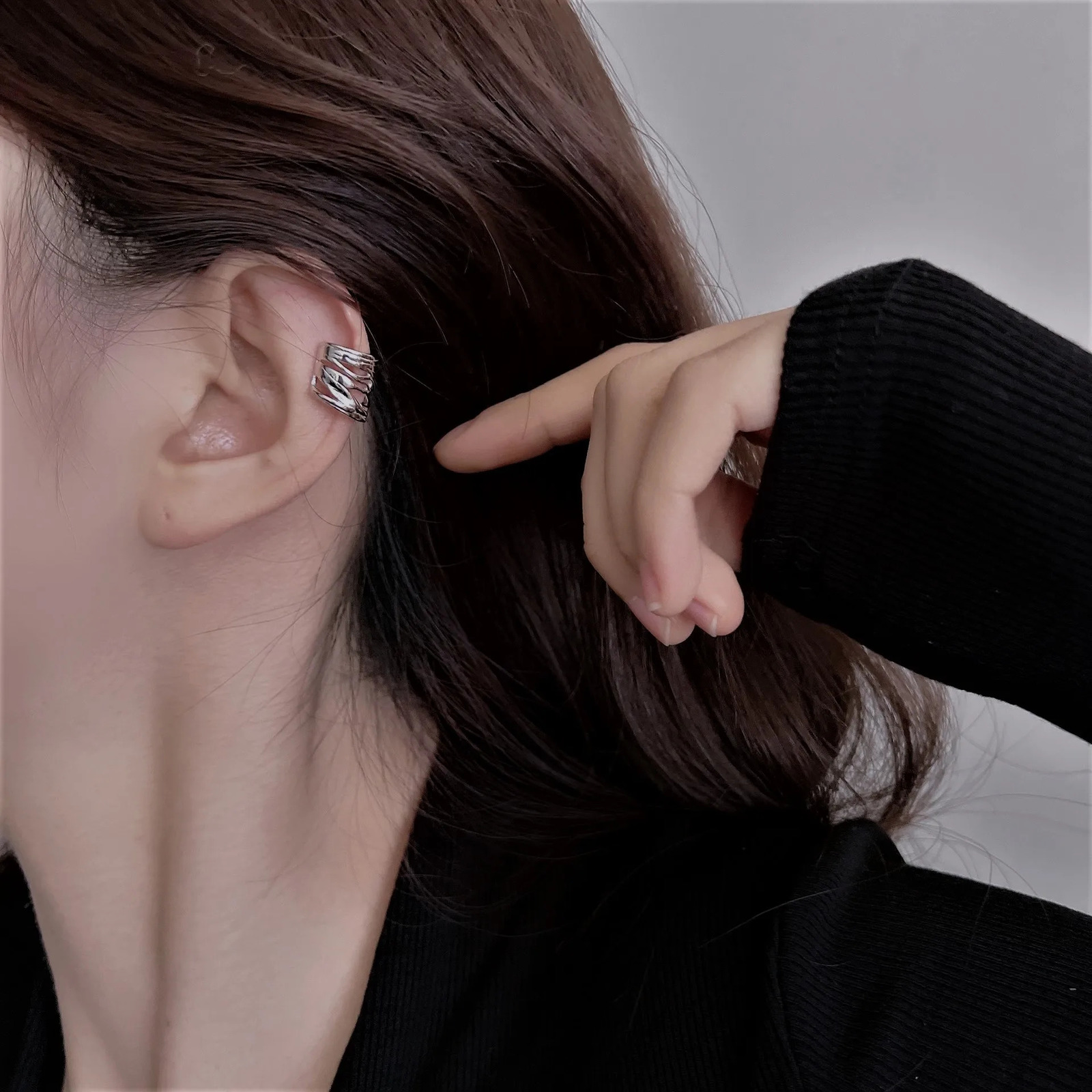Xichuan Shizi Ear Clip S925 sterling silver minority earless ear hole earbone clip earring earrings wrapped with light ea 241220
