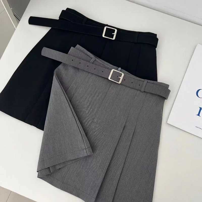 ever Preppy Style A-Line Skirt for Women Summer New High Waist Black Gray Pleated Skirts Fe Casual dent Mini SkirtsXJ241221