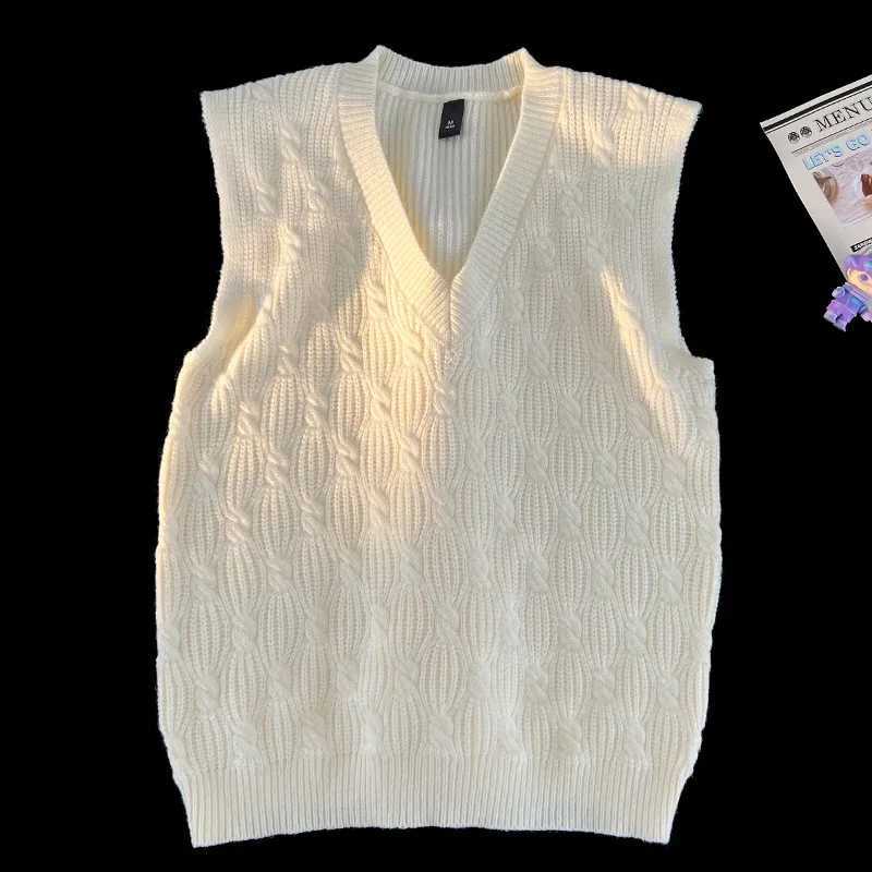 Warm Fashionable Twisted Stripe Mens Sweater High Quality Mens Casual Solid Color Vest Cotton Soft Yarn Fabric V Neck ClothingXJ241221