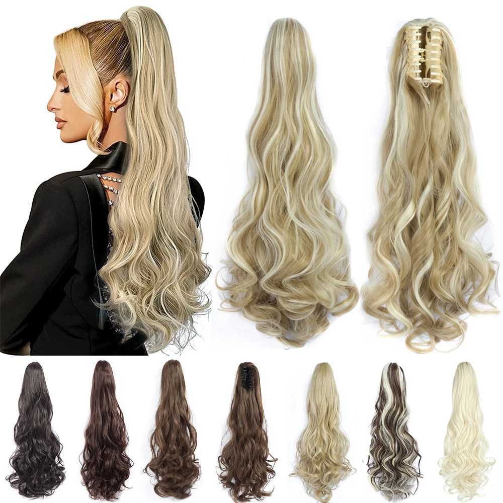 Synthetic Extension Long Wavy Natural Hair 24Inch Ponytail Claw Clip Fake Hairpiece Black Brown Blonde For WomenXJ241221