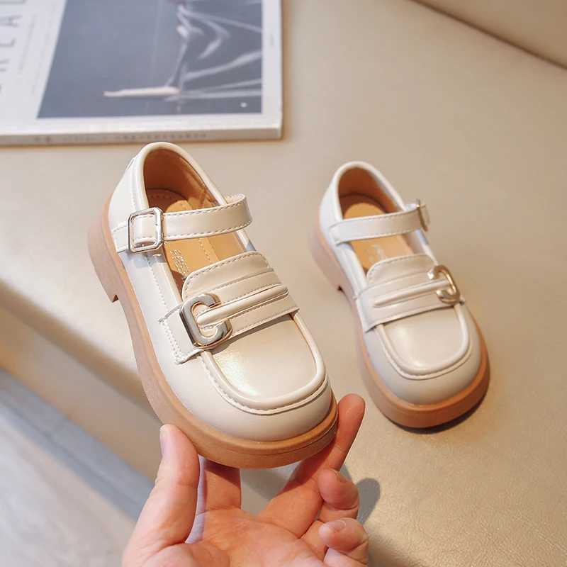 Sneakers Autumn Shoes Girls Soft Pu Leather Black Biege Concise Style Kids Flat Shoe Hook-loop 23-36 Trendy Flexiable Children Mary Janes H241221
