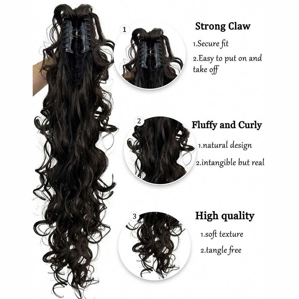 Multi-Color Optional Wave Claw Ponytail Extension-Voluminous Curly Clip-In Hairpiece for Women-Ultra-Soft Synthetic Luxury StyleXJ241221