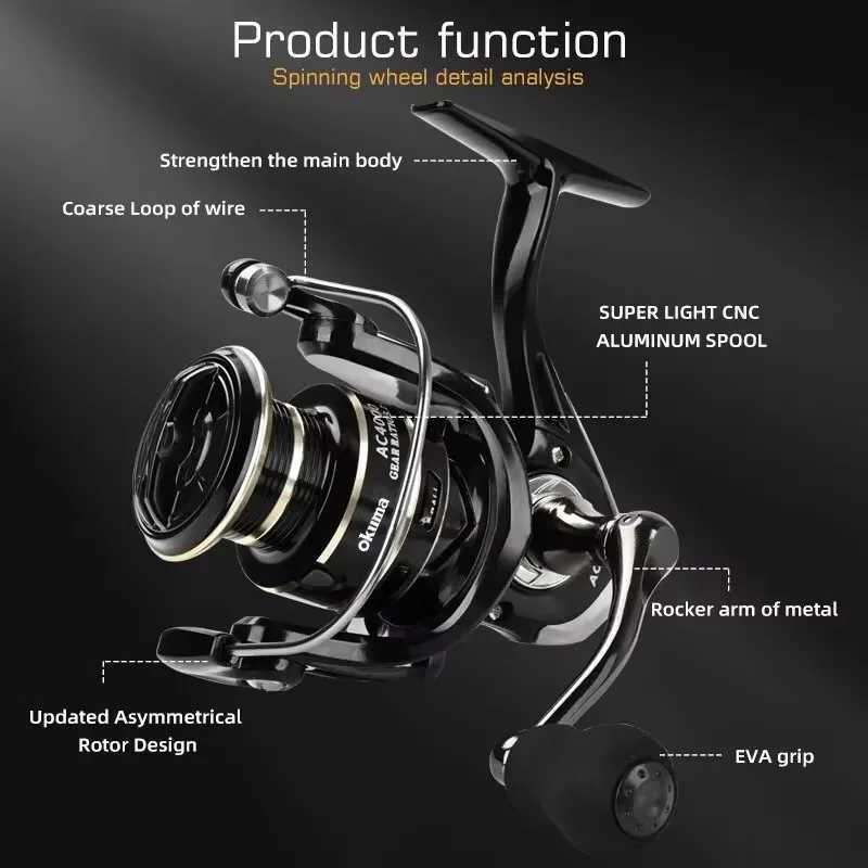 Baitcasting Reels OKUMA Spinning Fishing Reel 2000 - 7000 Ultralight Max Drag 10kg 5.2 1 Surfcasting Spinning Reel Saltwater Jigging Reels S2412195