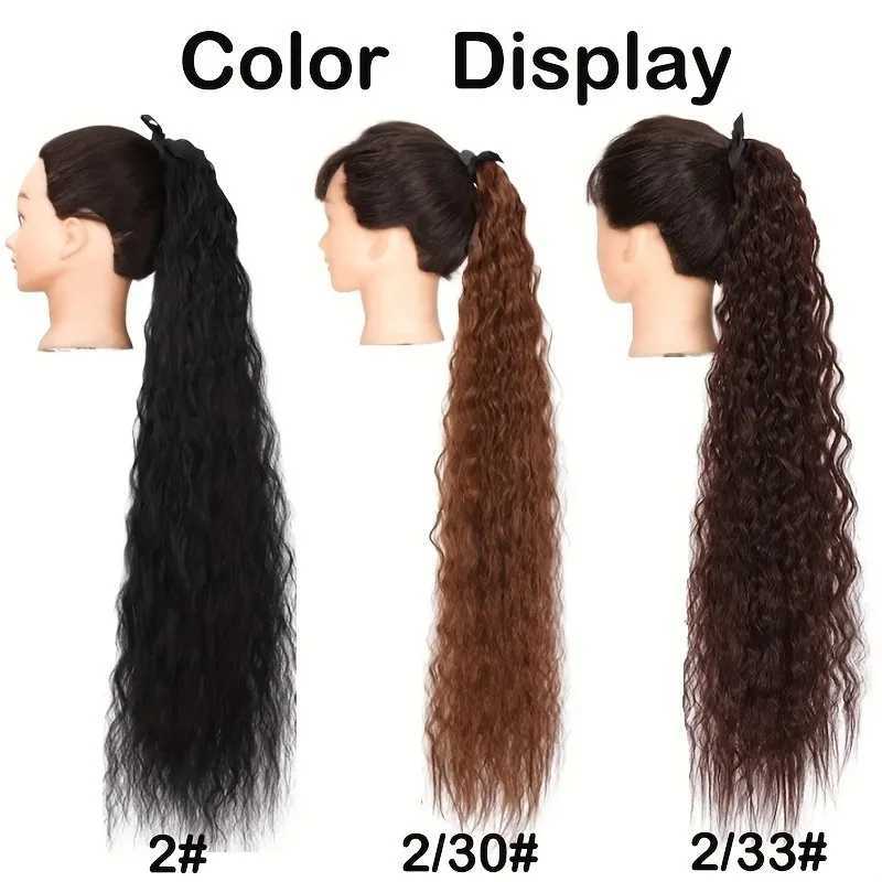 32Inch Long Synthetic Kinky Curly Ponytail Drawstring Clip In Ponytail Hair Extension for WomenXJ241221