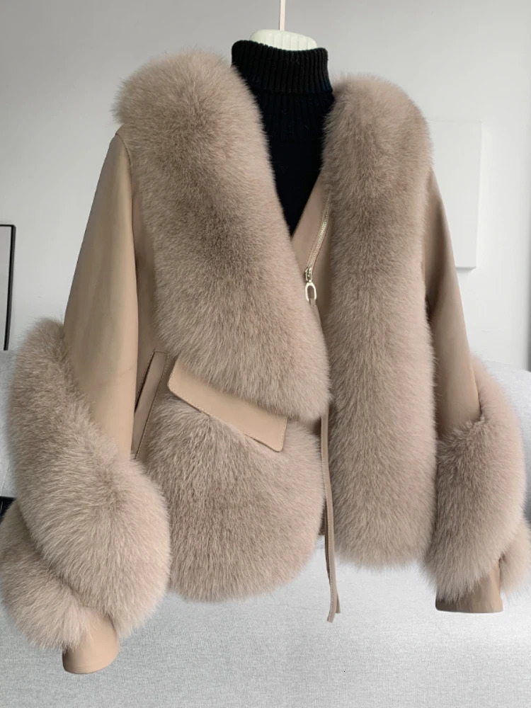 OFTBUY Real Fur Coat Winter Jacket Women Natural Fox Genuine Leather Outerwear Streetwear Locomotive Thick Warm 241216