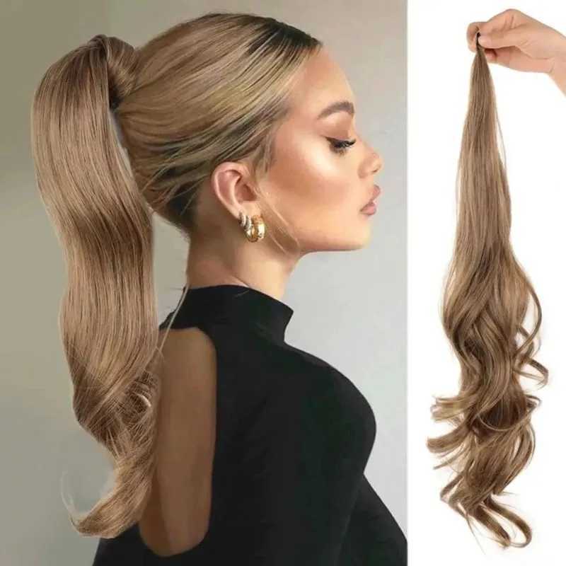 Synthetic Hair Extension Flexible Wrap Around Ponytail Natural Wave Long Ponytail Wavy Hair Hairpieces For Women GZ56XJ241221
