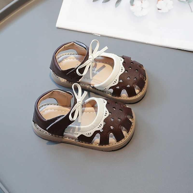 Sneakers Girls Sandals Summer Beige Breathable Little Girl Single Shoes 0-6 Years Old Brown Soft Non-slip Childrens Sandals Girls Shoes H241221