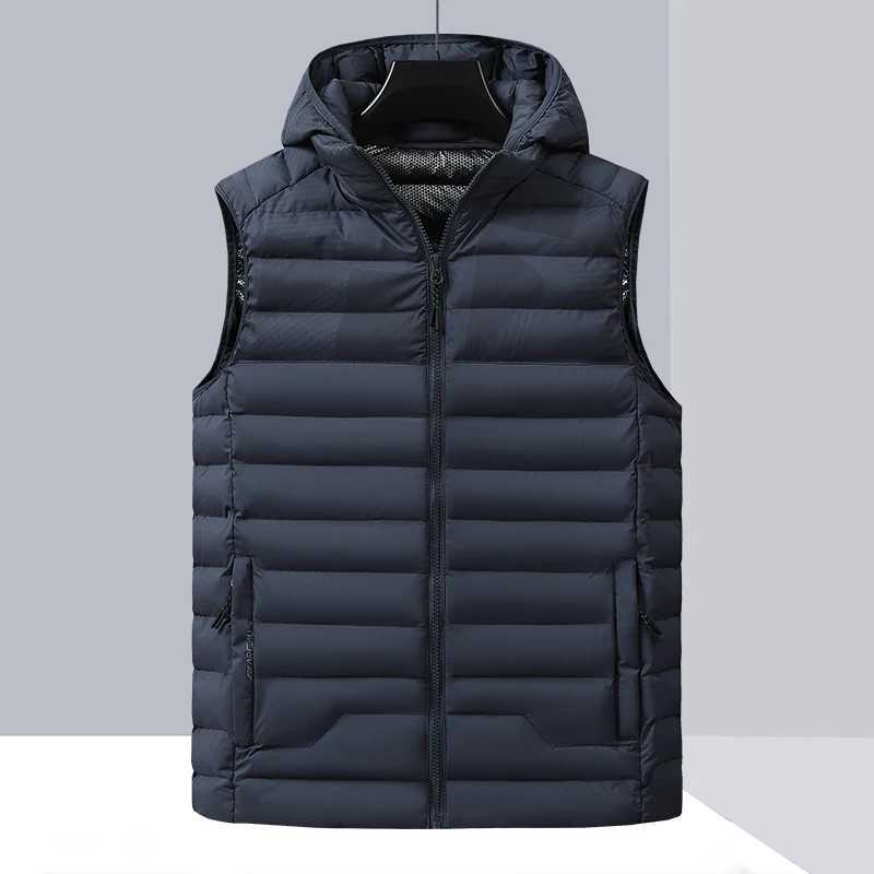 Down Cotton Casual Trend Detachable Hood with Thickened Warm Vest Brand New Mens Warm hood Collar Jacket Sleeveless Vest MensXJ241221