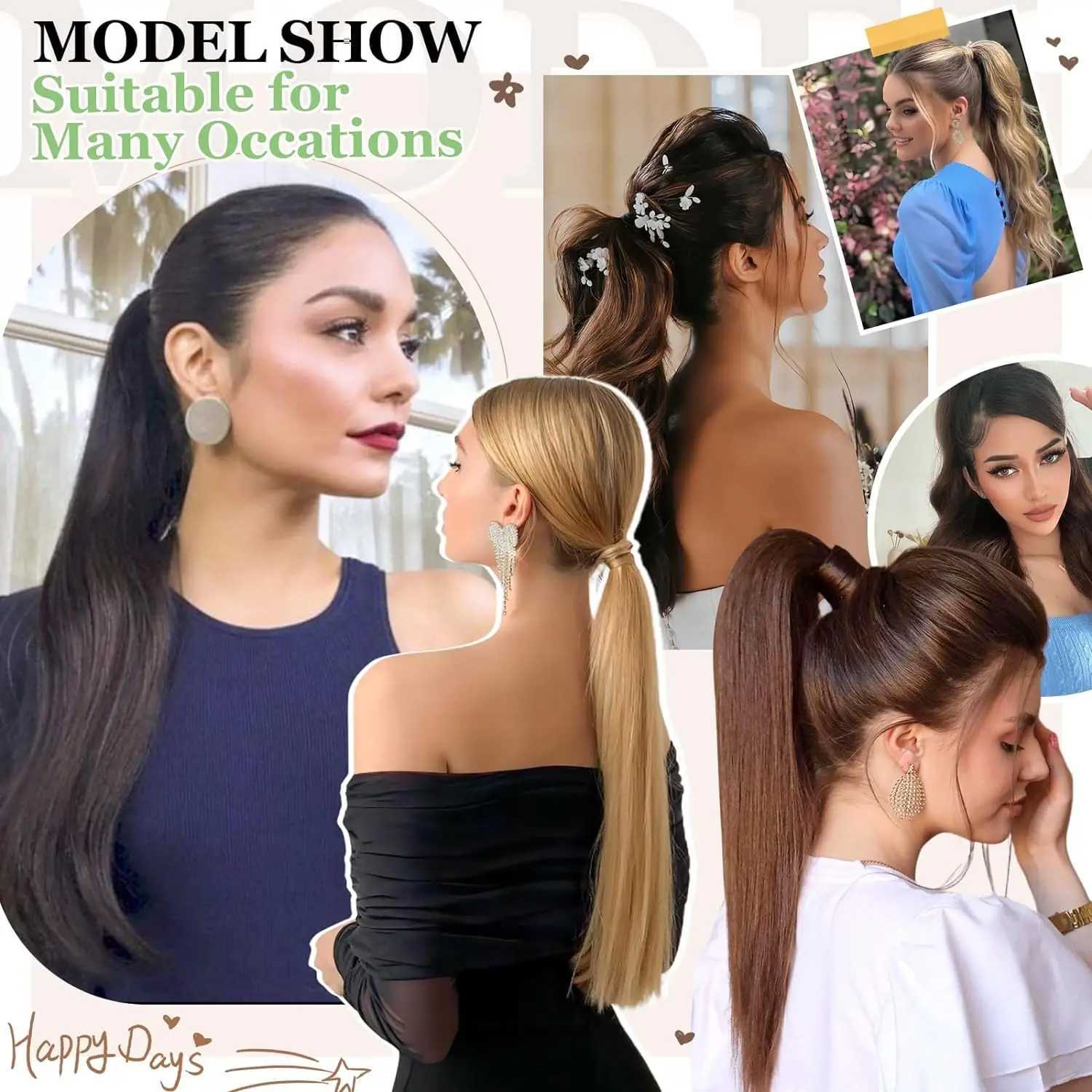 26Inch Ponytail Extensions Claw Long Straight Fake Pony Tail Clip in Hair Extension Natural Synthetic Heat Resistant HairpieceXJ241221