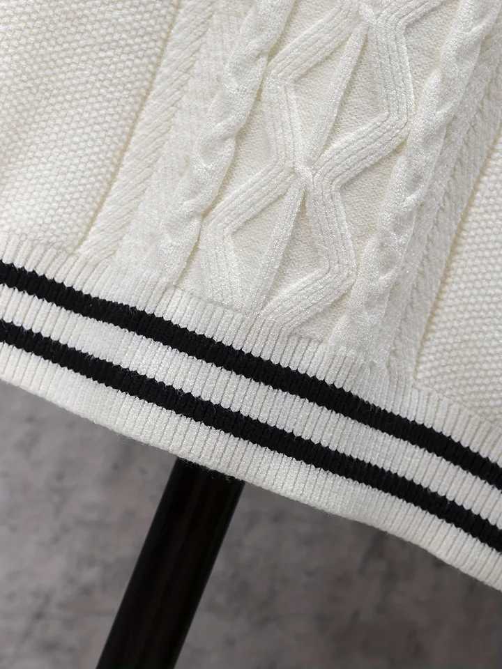 ShiSho original mens striped versatile home casual basic comfortable autumn winter warm V-neck knitted sweater vestXJ241221