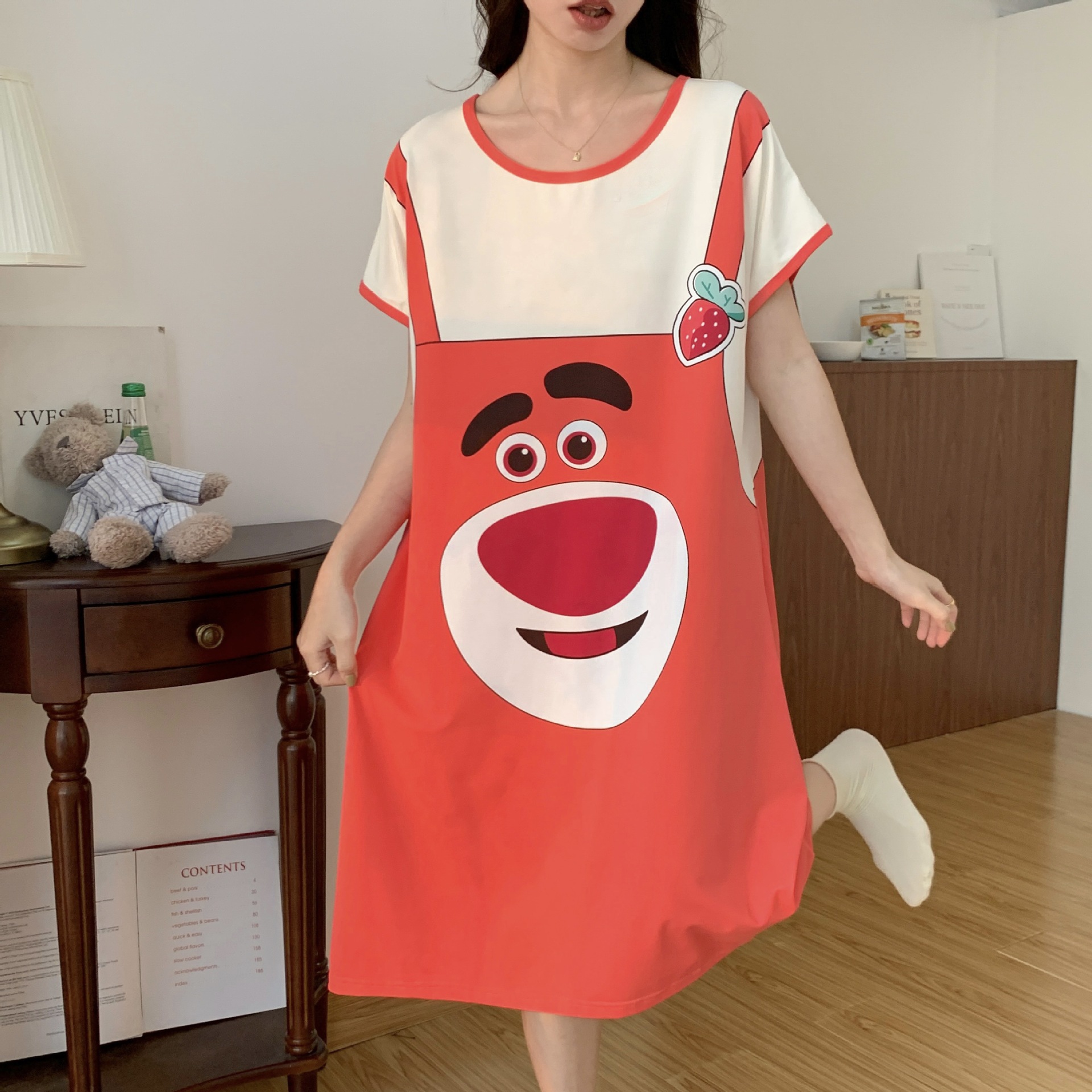 B625-Summer new style women's lace home clothes suspenders shorts outer robe three-piece suit ice silk pajamas with chest pad pure desire style