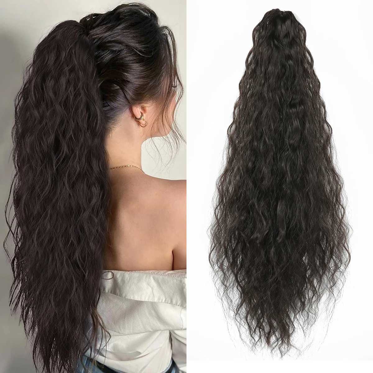 22 Inch Fluffy Long Corn Curly Ponytail Hair Extension for Clip in Ponytail Hair Extensions for Synthetic Clip Claw In PonytailXJ241221