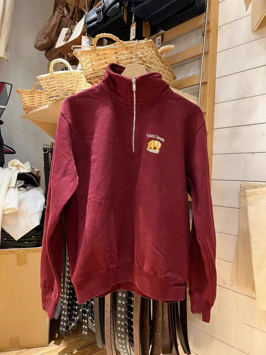 Bear Embroidery Half Zip-Up Sweatshirt Woman Autumn Long Sleeve Turn Down Collar Sweatshirts Vintage Streetwear Y2k Pullover Top