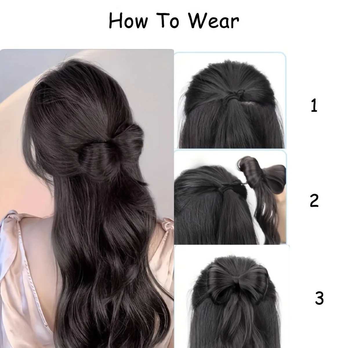 Synthetic Bowknot Claw clamp shape Hair Ponytail bun Clip In Hair Extensions Hair accessories suitable for womens daily useXJ241221