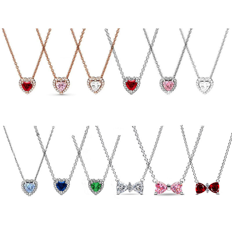 925 Silver in Stock, Noble Heart Necklace and Neck Accessory, Women's Sparkling Heart-shaped Plated Rose Gold, Light Luxury, Free Shipping