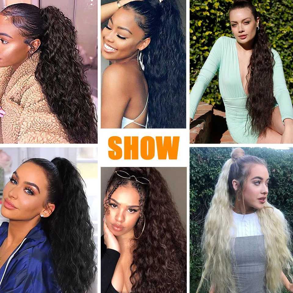 Long Curly Ponytail Claw Clip-In Pony Tail False Hair Synthetic Ponytail Hair Extension Black Blonde Heat Resistant FiberXJ241221