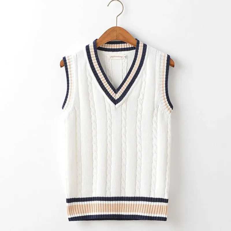 Striped White Knitted Sweaters for Men Blue Sleeveless Man Clothes V Neck Vest Red Waistcoat Jumpers Sweat-shirt Cigaret CottonXJ241221