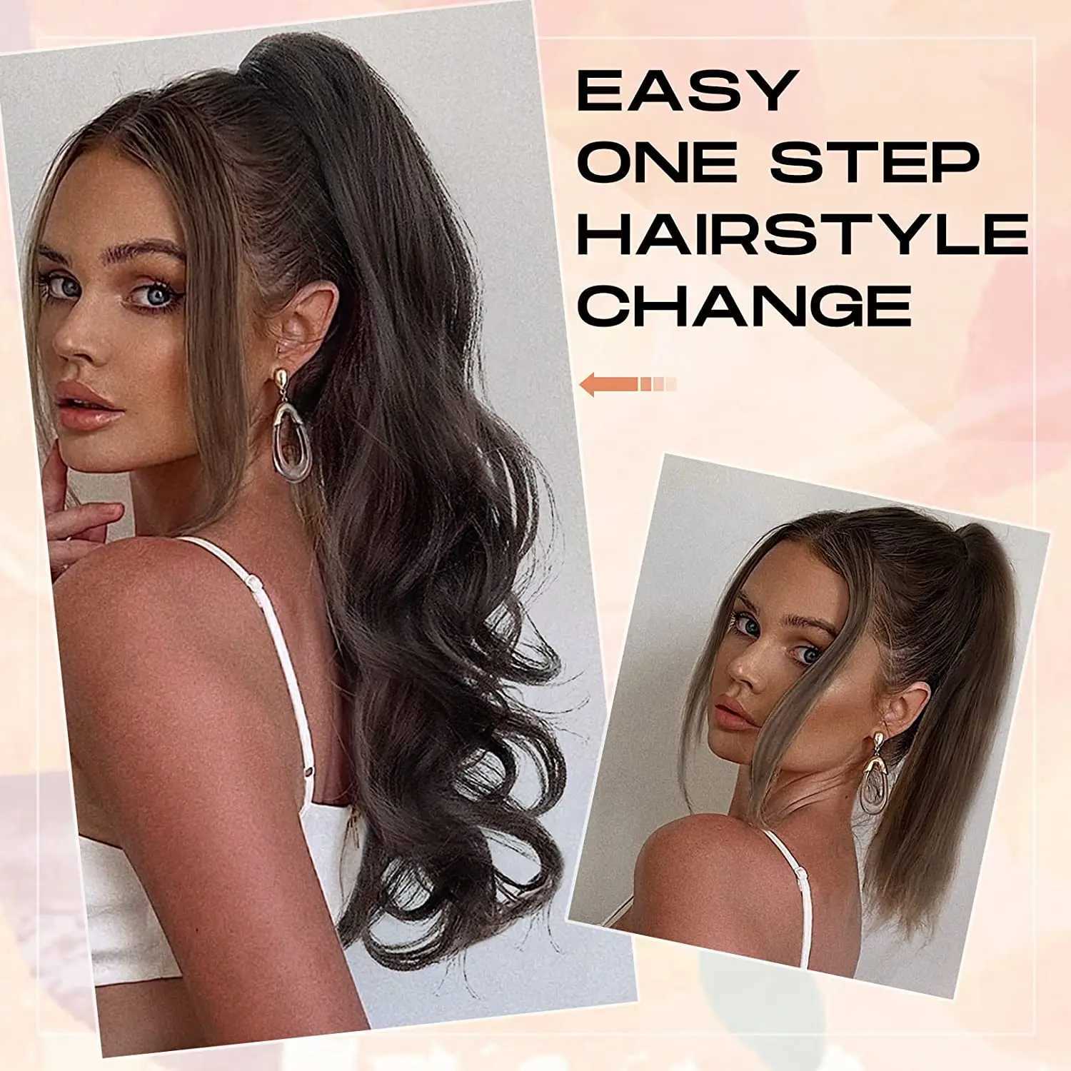 Synthetic Extension Long Wavy Natural Hair 24Inch Ponytail Claw Clip Fake Hairpiece Black Brown Blonde For WomenXJ241221