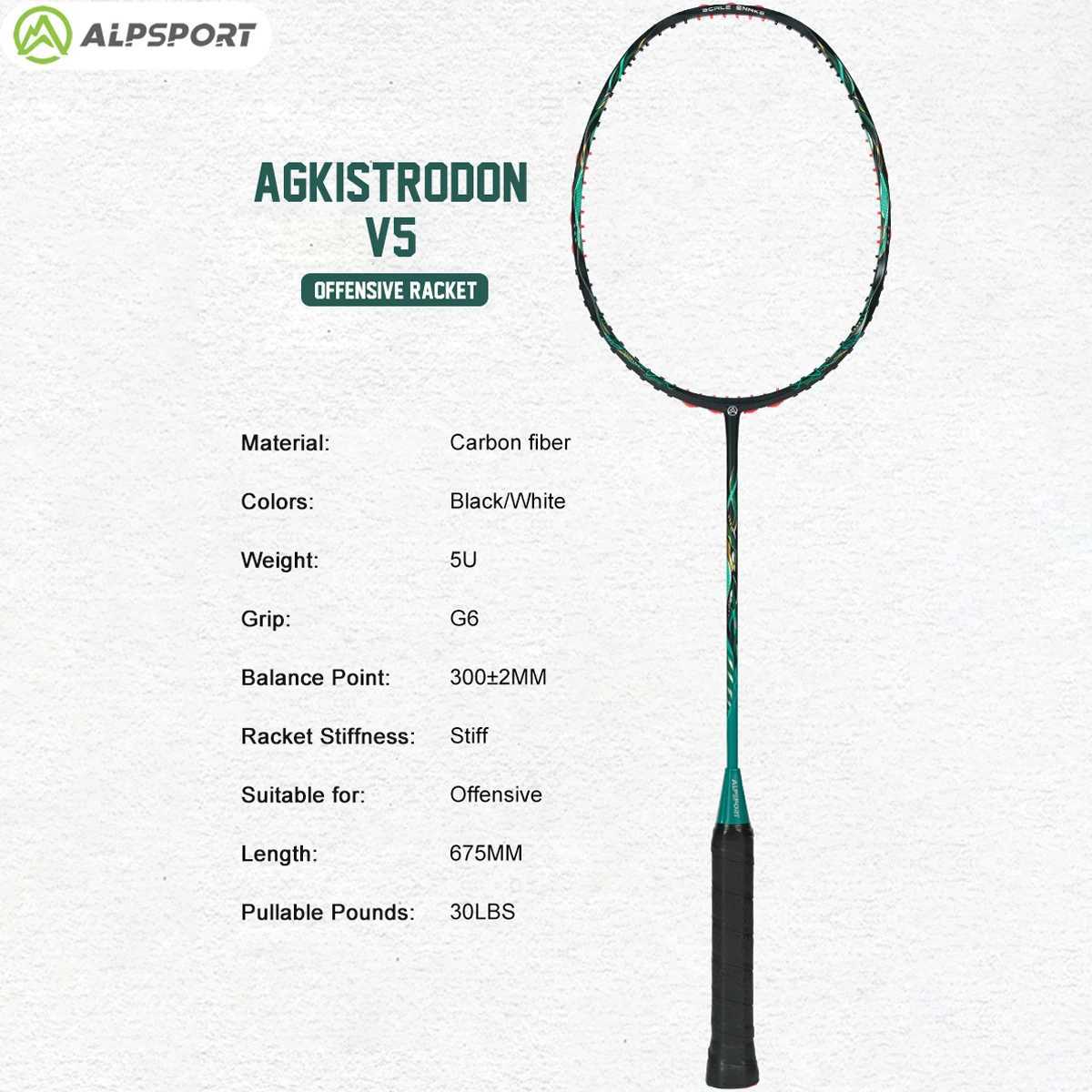 ALP V5 3.0 PRO MXH Buffer Technology Wave Frame Carbon Fiber Offensive Badminton Stand Black and White 5U ALPSPORT AgkistrodonW241221