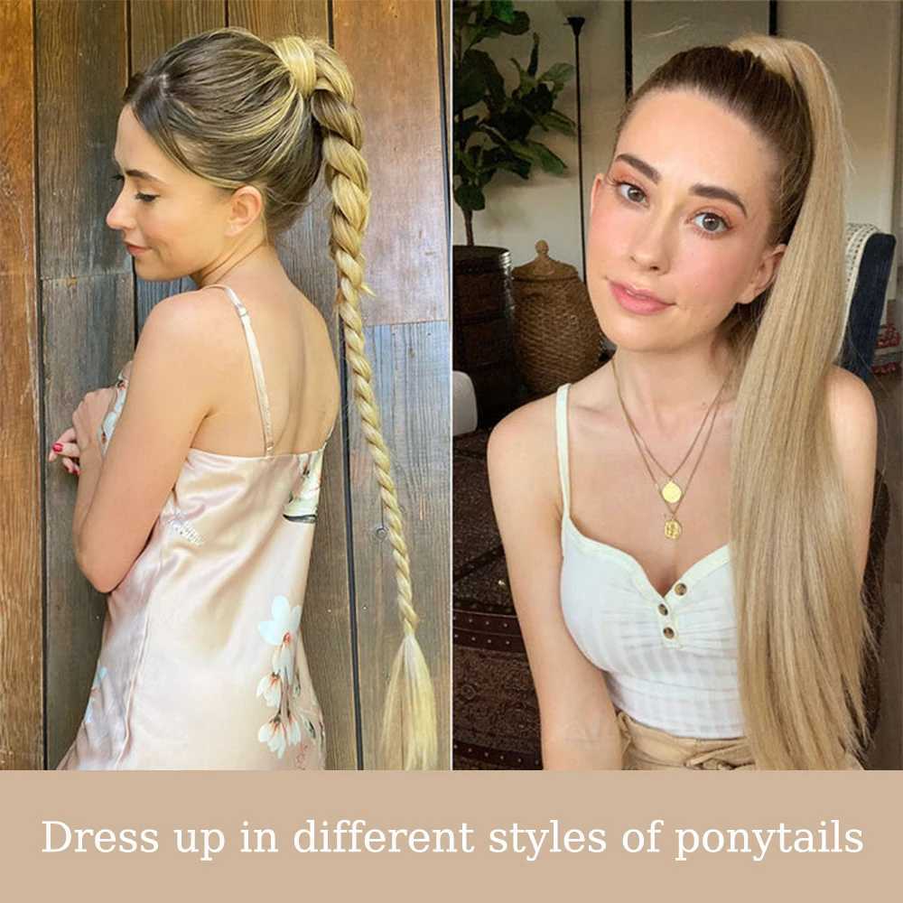 MERISIHAIR 22Inch Straight Ponytail Hair Synthetic Extensions Heat Resistant Hair Wrap Around Pony Hairpiece for Women Daily UseXJ241221