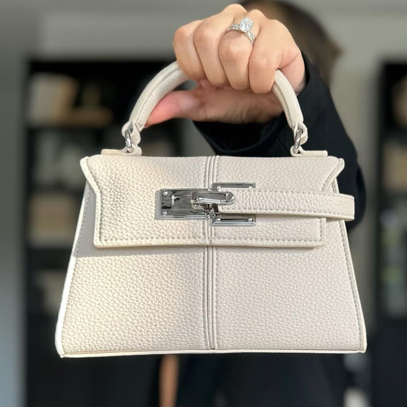 New Classic Women's Bag Designer Handbag and Wallet 2025 New PU Lychee Texture Lock Decoration Top Handle Small Shoulders
