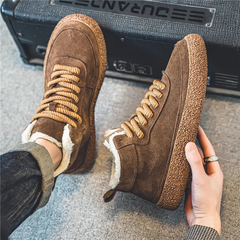 Winter mens sports shoes fur warm plush casual shoes mens skateboarding shoes platform sports shoes fashionable ing sports shoes 241213