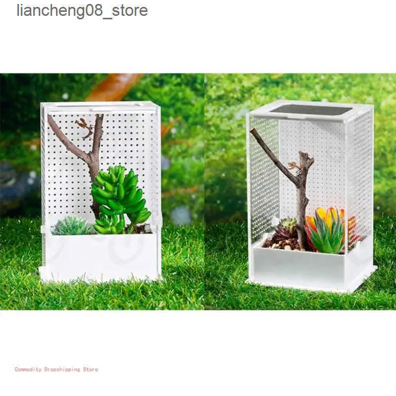 Other Pet Supplies Transparent acrylic mini insect jar - mini shell - breeding box for lizards hidden crabs geckos frogs L240910