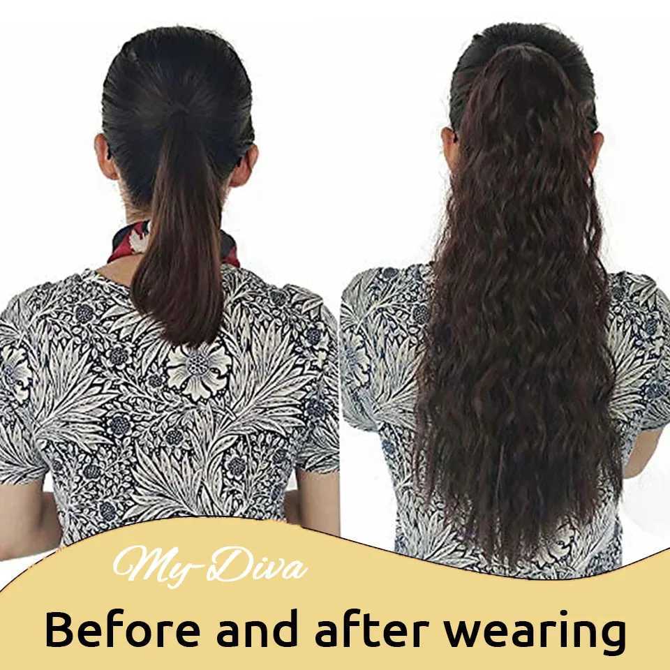 Long Curly Ponytail Claw Clip-In Pony Tail False Hair Synthetic Ponytail Hair Extension Black Blonde Heat Resistant FiberXJ241221