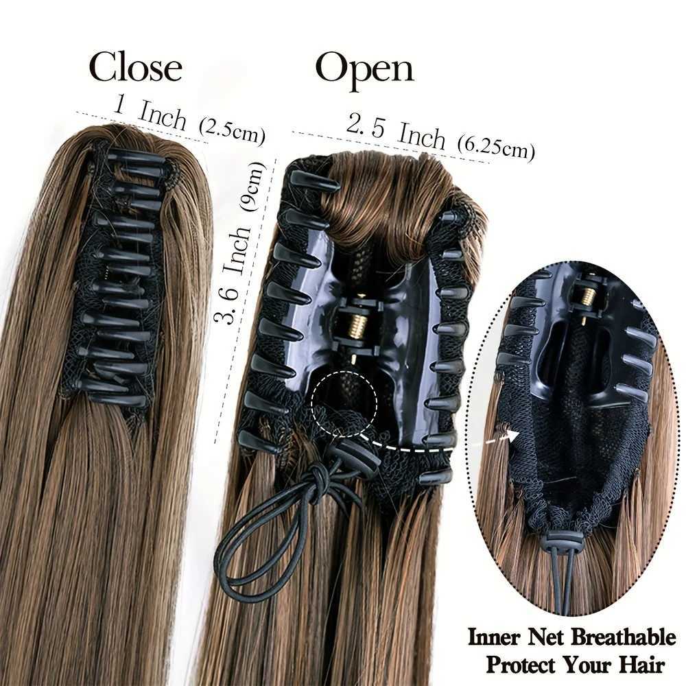 Long Straight Claw Clip Ponytail Hair Extensions - Heat Resistant Synthetic Hairpiece for Women Natural Looking Synthetic HairXJ241221