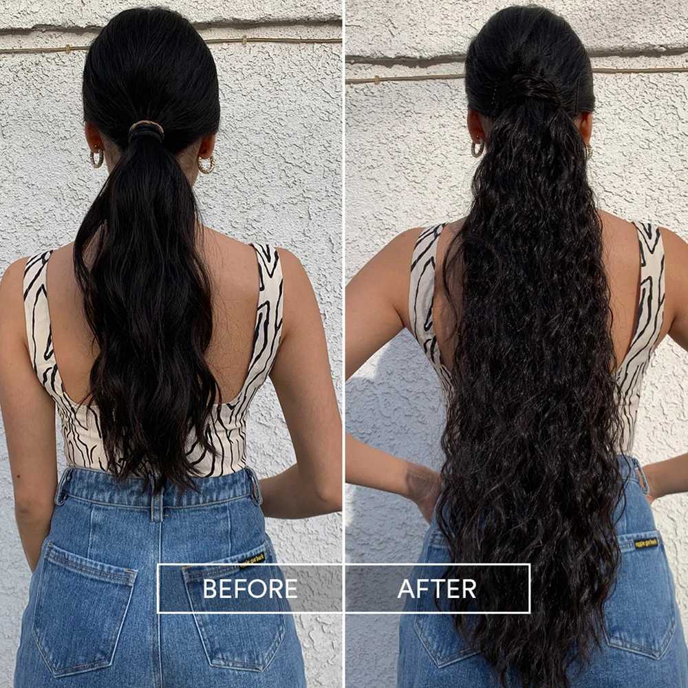Synthetic 85cm Long Wavy Ponytail Clip In Hair Extensions Wrap Around Corn Wavy Horse Tail Hairpiece Fake Hair Piece For WomenXJ241221