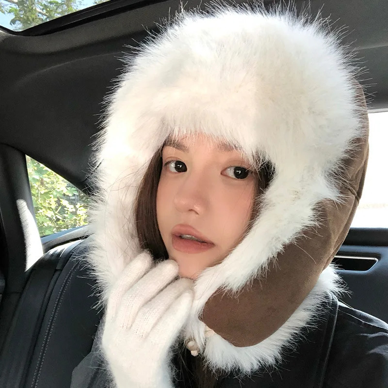 WInter leopard print pLush Lei Feng hat for men and women wInter bicycle suede windproof and warm ear protection skiing Russian hat 241220
