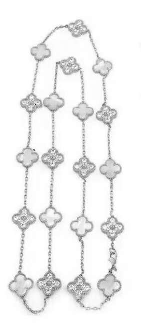90CM 20 wer double-sided dia shell lucky clover necklace titanium steel sweater chain