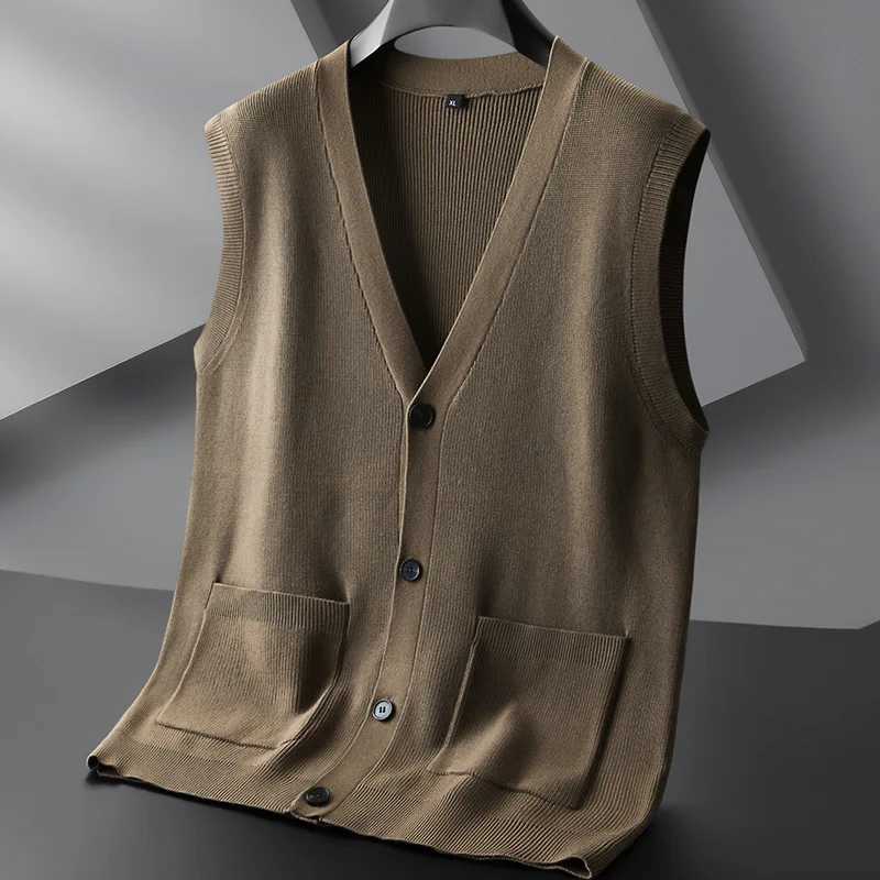 New Arrival Fashion Suepr Large Autumn Mens V-Neck Knitted Cardigan Vest Fashion Sweater Plus Size XL 2XL 3XL 4XL 5XL 6XL 7XLXJ241221