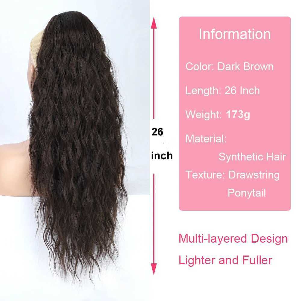 Long Curly Wavy Ponytail Hair Extension For Women Drawstring Ponytail Hairpieces Synthetic Fake Horse Tail Black Blonde RedXJ241221