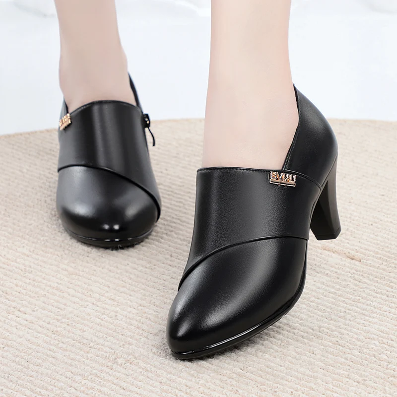 AIYUQI Fashion Shoes Women Autumn Genuine Leather Female Office Shoes High Heels Shoes For Women