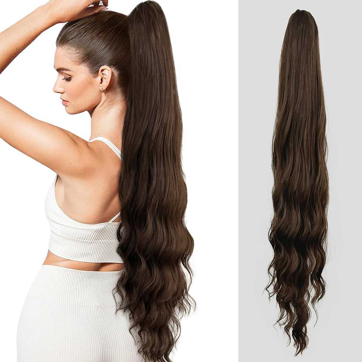 32Inch Synthetic Blonde Curly Wavy Ponytail Extension Hair Claw Clip in Long Straight Hair for White Women Daily Party UseXJ241221