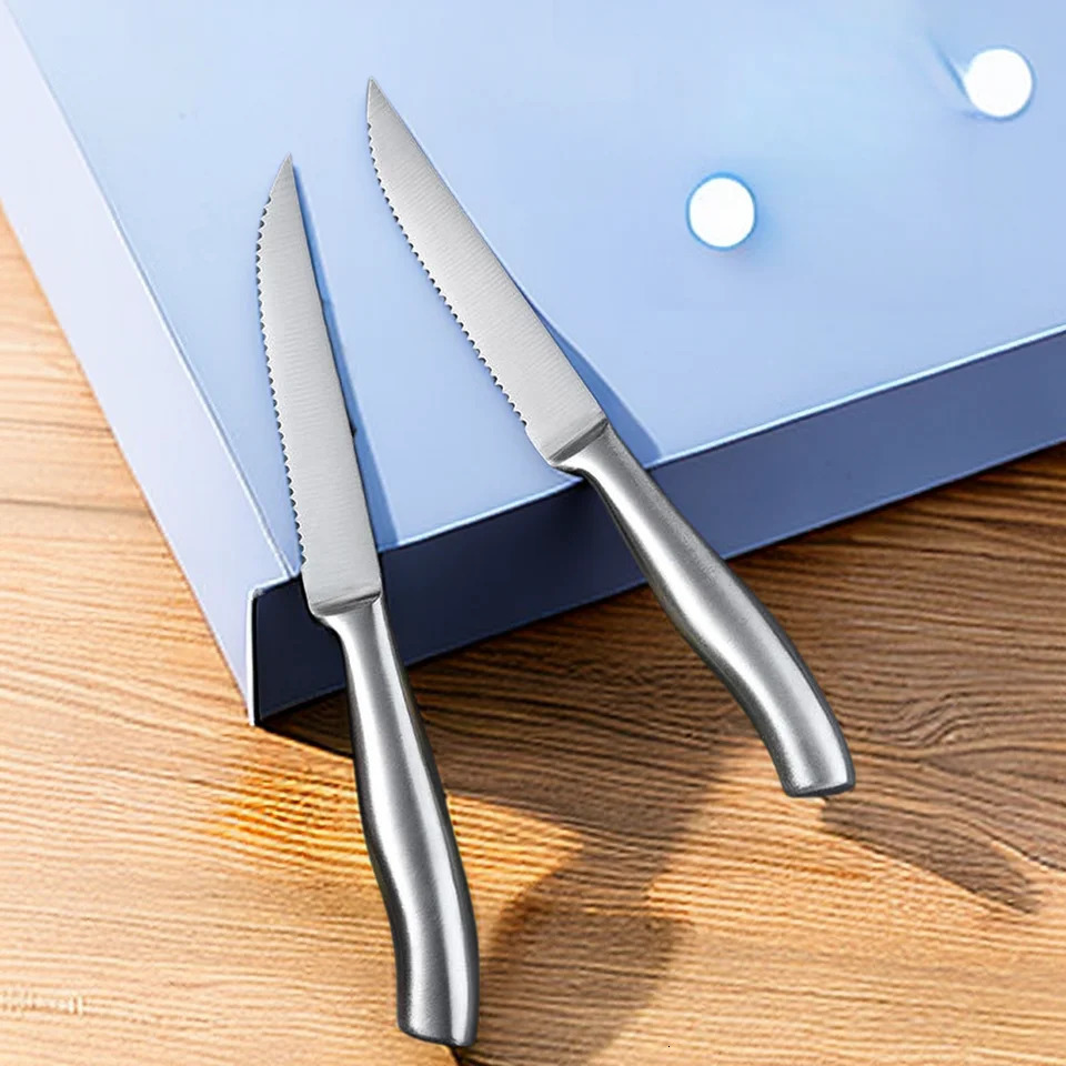 4/6/8 piece steak knife set stainless steel blade kitchen seamless handle sharp dining 241220