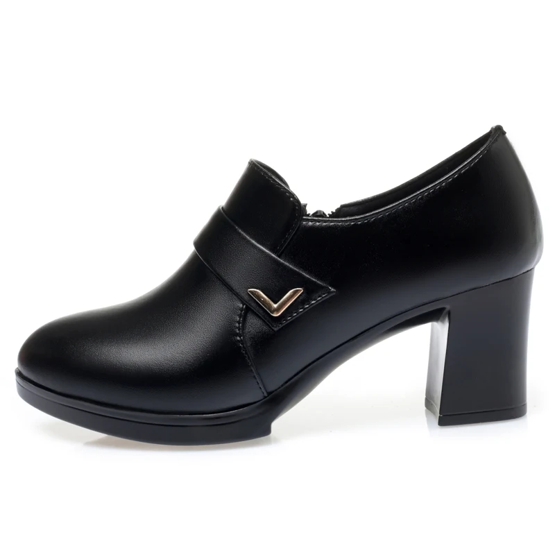 AIYUQI Women's Dress Shoes Large Size Spring Genuine Leather Women High Heels Platform Office Shoes Ladies