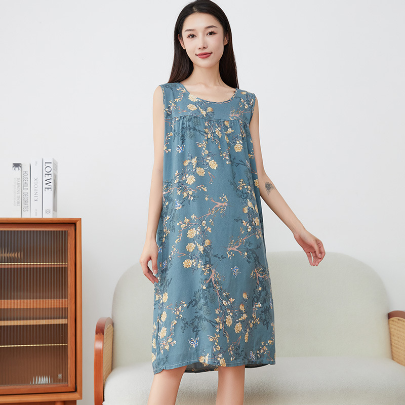 B872-Summer short-sleeved women's pajamas thin cotton large size casual home wear set