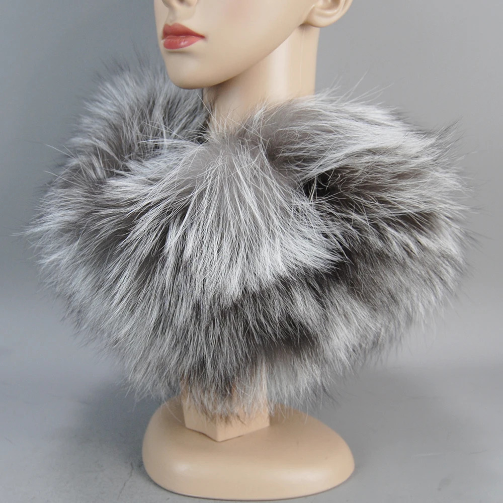 Style Women Winter Real Fur Scarves Warm Real Fox Fur Mufflers 100% Natural Fox Fur Collar Scarf Ring 241220