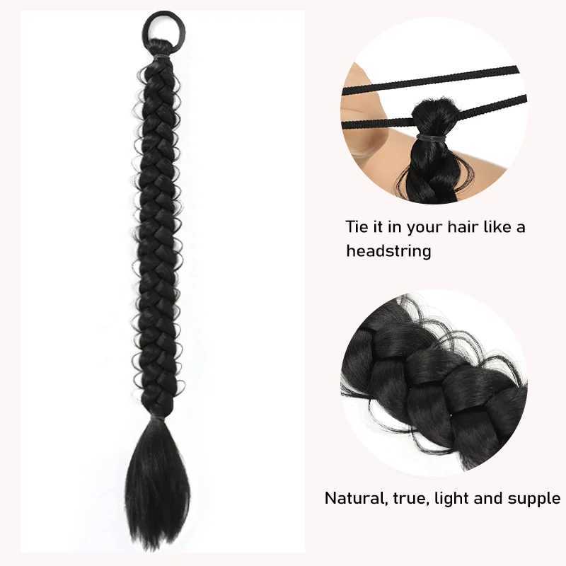 24 Inch Synthetic Long Braided Ponytail Hair Extensions For Women High Temperature Fiber Hair AccessoriesXJ241221