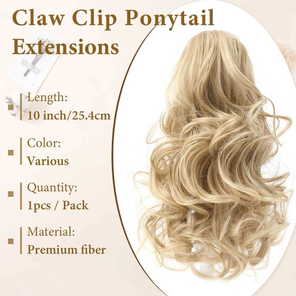 Short Ponytail Extension Thick Wavy Curly Claw Clip in Pony Tails 10 Inch Soft Natural Looking Synthetic Hairpiece for WomenXJ241221