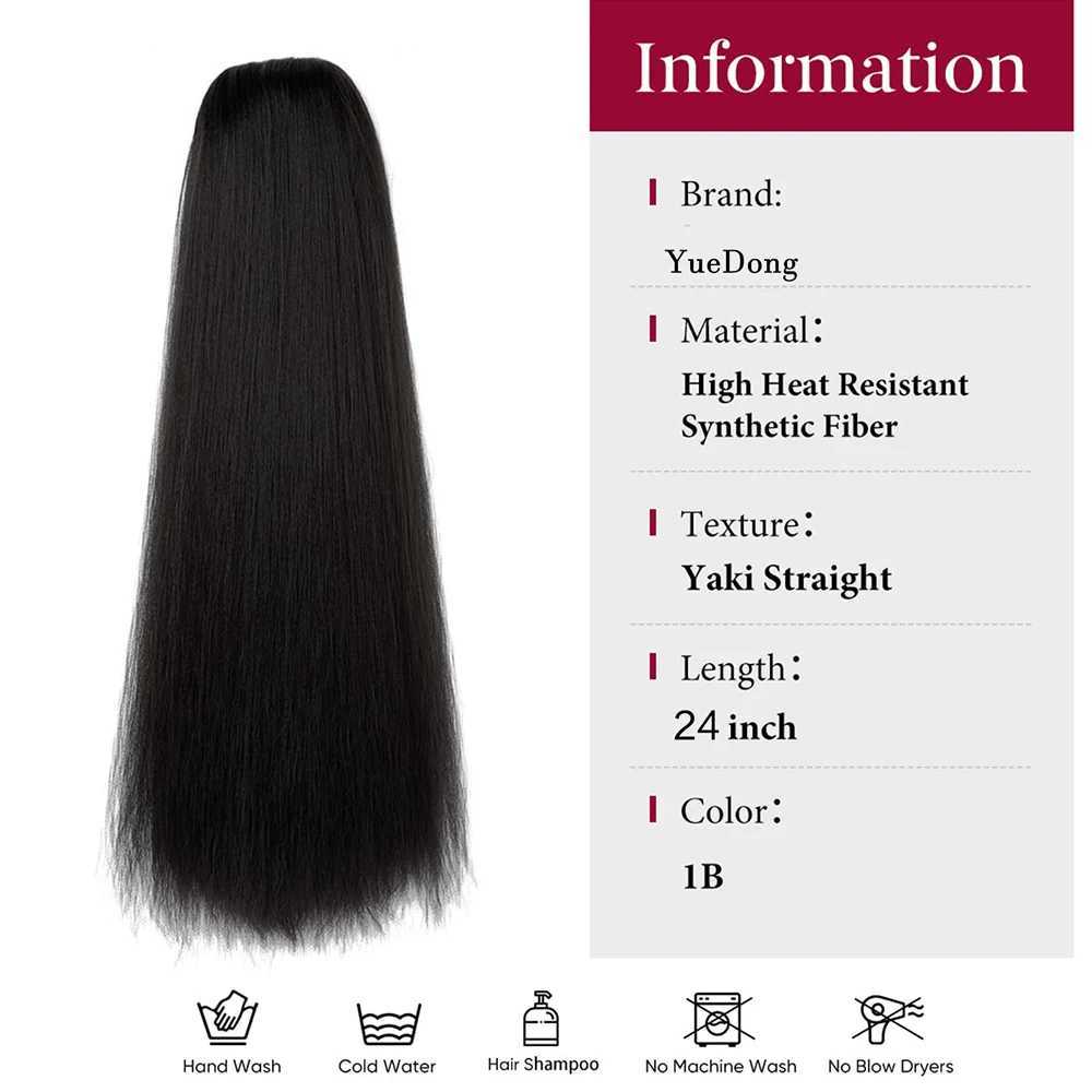Synthetic Hairstyle 24 inch YaKi Straight Ponytail Extension Womens Drawstring Ponytail Extension Girls Daily Party UaseXJ241221