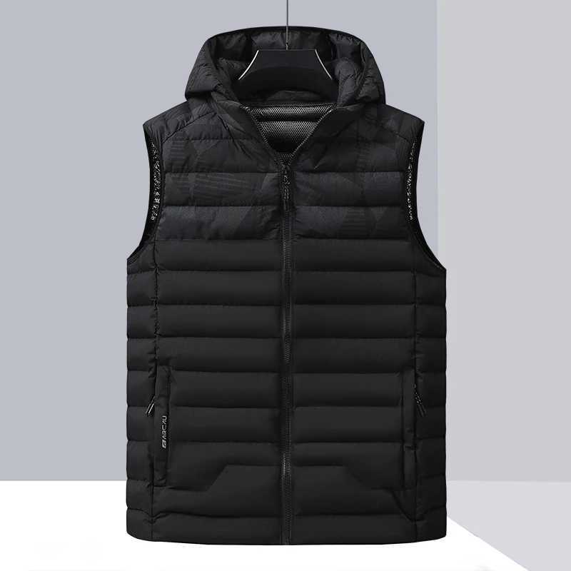 Down Cotton Casual Trend Detachable Hood with Thickened Warm Vest Brand New Mens Warm hood Collar Jacket Sleeveless Vest MensXJ241221