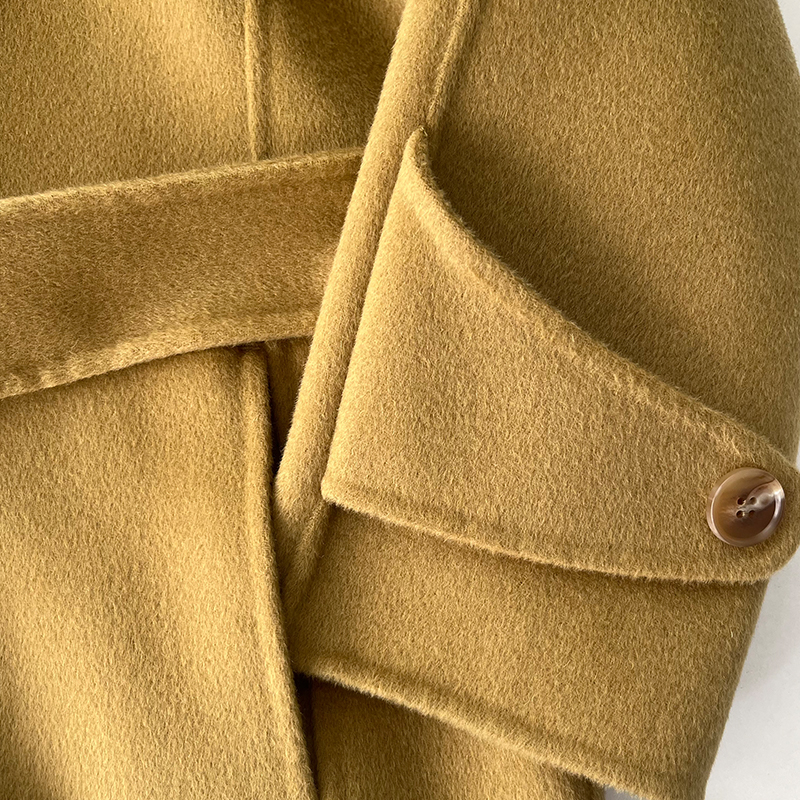 Chic Ladies' Knit Wool Blend Overcoat with Belt Feature - Stylish Cold Weather Protection